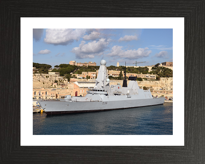 HMS Defender (D36) Photo Print - Valletta 2014 - Royal Navy Type 45 Destroyer Posters, Prints, & Visual Artwork Hampshire Prints 10 x 8 Black Frame Yes