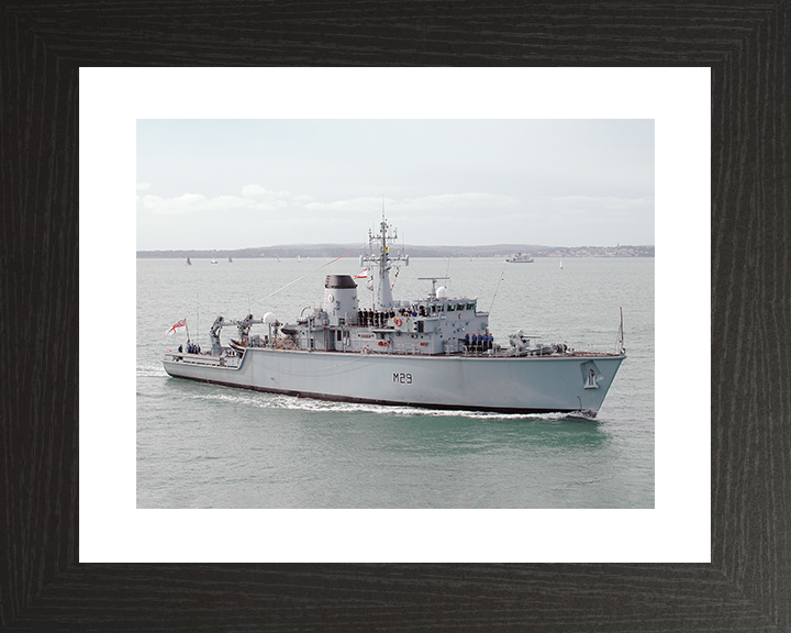 HMS Brecon (M29) Royal Navy Hunt Class Mine Warfare Vessel Portsmouth Photo Print Wall Art Decor Posters, Prints, & Visual Artwork Hampshire Prints 10 x 8 Black Frame Yes