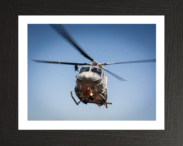 RAF Griffin HA2 Helicopter in flight Photo Print - Royal Air Force Aircraft Hampshire Prints 10 x 8 Black Frame Yes
