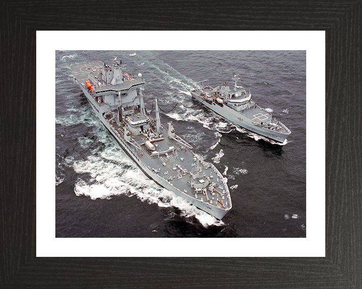 RFA Wave Knight (A389) Photo Print - RAS With HMS Echo 2003 - Royal Fleet Auxiliary Wave Class Tanker Posters, Prints, & Visual Artwork Hampshire Prints 10 x 8 Black Frame Yes
