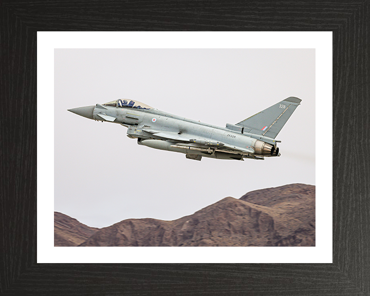 RAF Typhoon Taking Off Photo Print - Royal Air Force Aircraft Hampshire Prints 10 x 8 Black Frame Yes