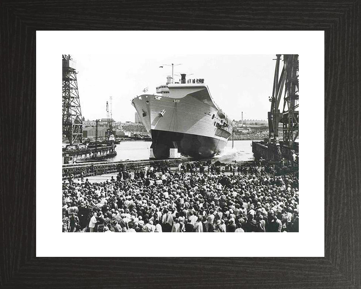 HMS Ark Royal (R07) Royal Navy Invincible Class Aircraft Carrier Launch Photo Print Wall Art Decor Posters, Prints, & Visual Artwork Hampshire Prints 10 x 8 Black Frame Yes