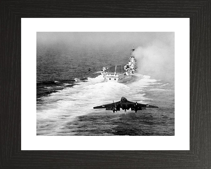 HMS Ark Royal (R09) Royal Navy Audacious Class Aircraft CarrierWith Sea Vixen Photo Print Wall Art Decor Posters, Prints, & Visual Artwork Hampshire Prints 10 x 8 Black Frame Yes