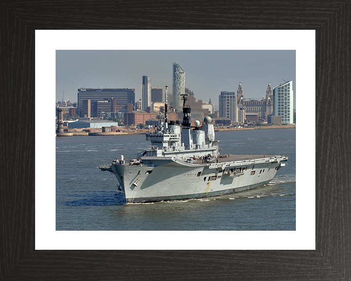 HMS Ark Royal (R07) Photo Print - Liverpool 2008 - Royal Navy Invincible Class Aircraft Carrier Hampshire Prints 10 x 8 Black Frame Yes