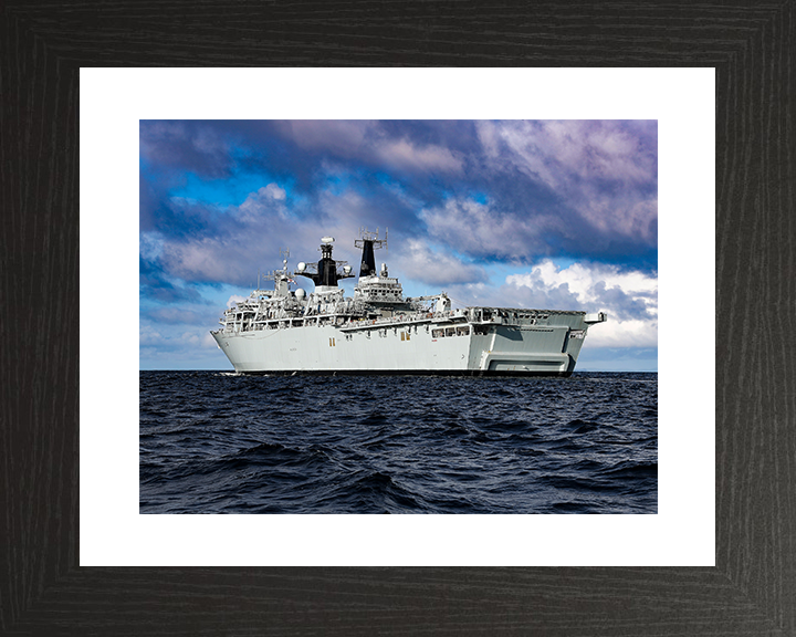 HMS Albion (L14) Royal Navy Albion Class Amphibious Ship At Sea During Sunset Photo Print Wall Art Naval Decor Posters, Prints, & Visual Artwork Hampshire Prints 10 x 8 Black Frame Yes