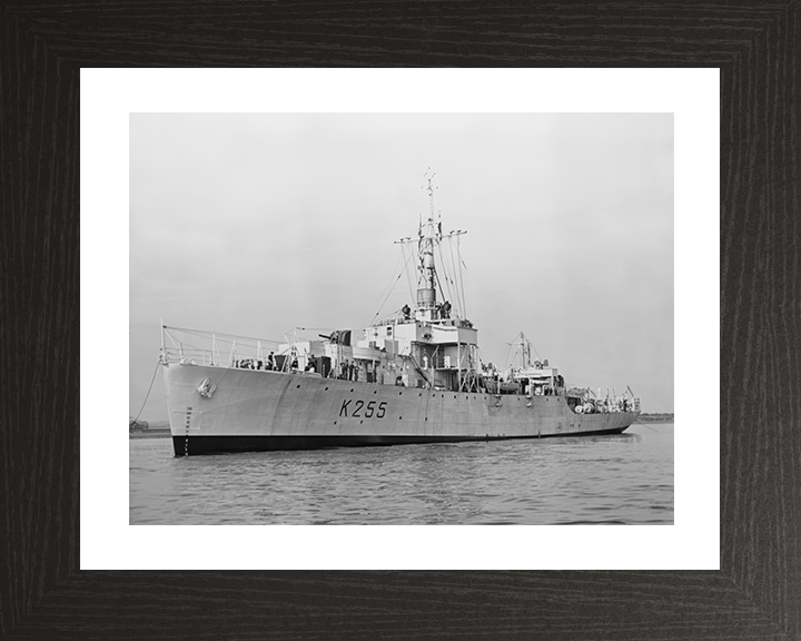 HMS Ballinderry (K255) Photo Print - At Anchor 1943 - Royal Navy River Class Frigate Hampshire Prints 10 x 8 Black Frame Yes