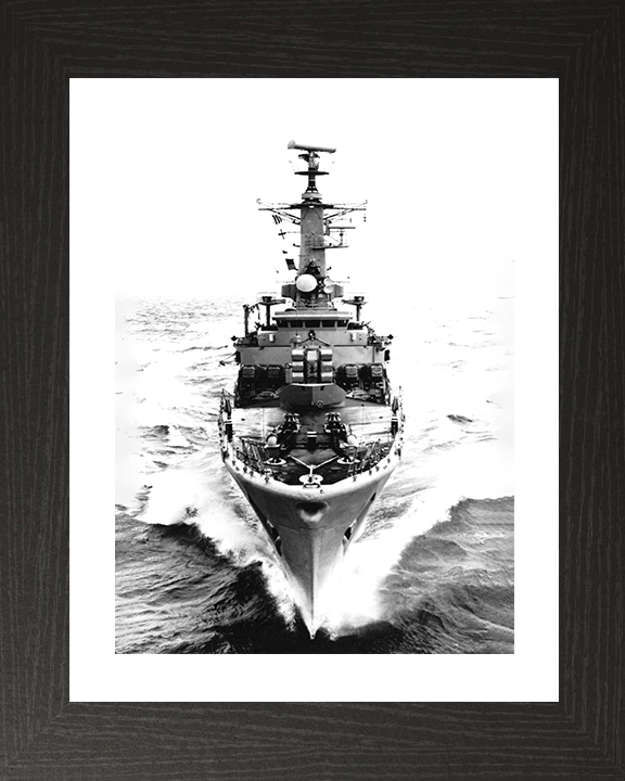 HMS Scylla (F71) Photo Print - Bow View at Sea - Royal Navy Leander Class Frigate Posters, Prints, & Visual Artwork Hampshire Prints 10 x 8 Black Frame Yes