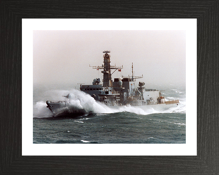 HMS Somerset (F82) Photo Print - In Rough Sea 2003 - Royal Navy Type 23 Frigate Posters, Prints, & Visual Artwork Hampshire Prints 10 x 8 Black Frame Yes