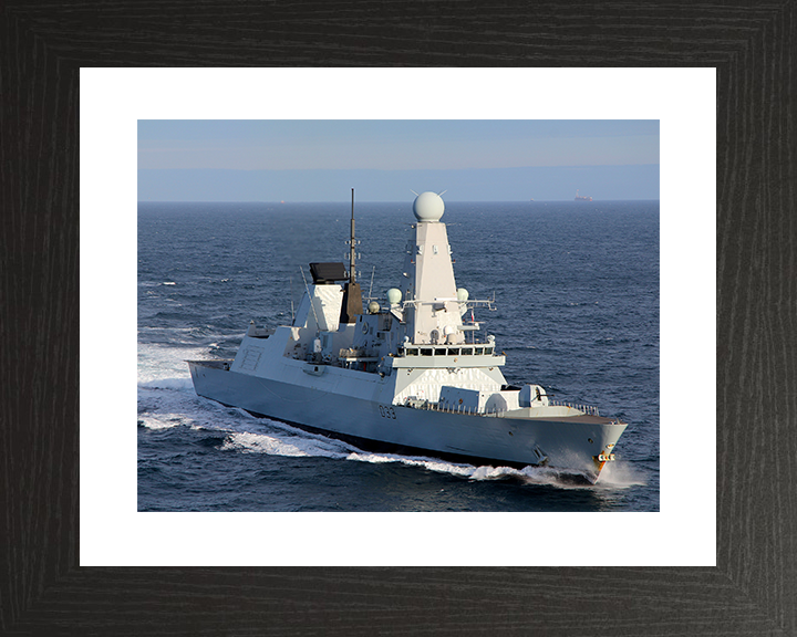 HMS Dauntless (D33) Royal Navy Type 45 Destroyer Underway Starboard Bow View Photo Print Wall Art Decor Posters, Prints, & Visual Artwork Hampshire Prints 10 x 8 Black Frame Yes