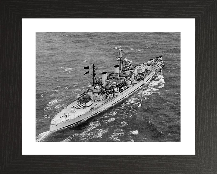 HMS Anson (79) Photo Print - at Sea 1949 - Royal Navy King George V Class Battleship Posters, Prints, & Visual Artwork Hampshire Prints 10 x 8 Black Frame Yes