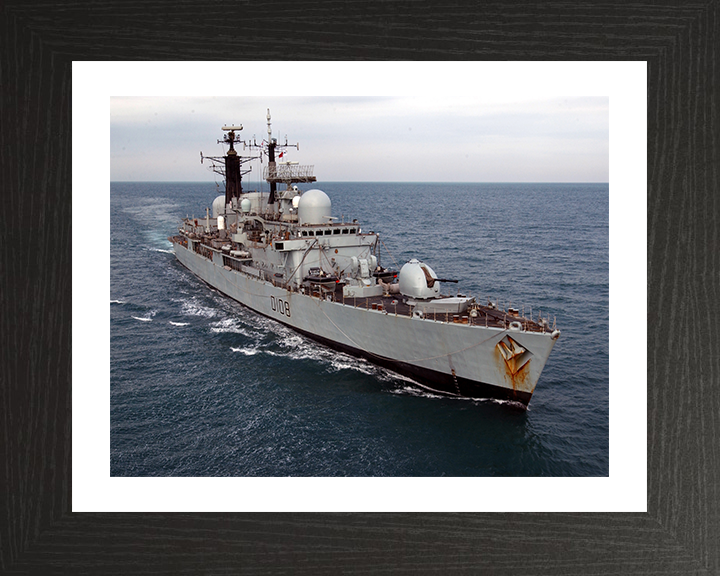 HMS Cardiff (D108) Photo Print - At Sea 2002 - Royal Navy Type 42 Destroyer Hampshire Prints 10 x 8 Black Frame Yes