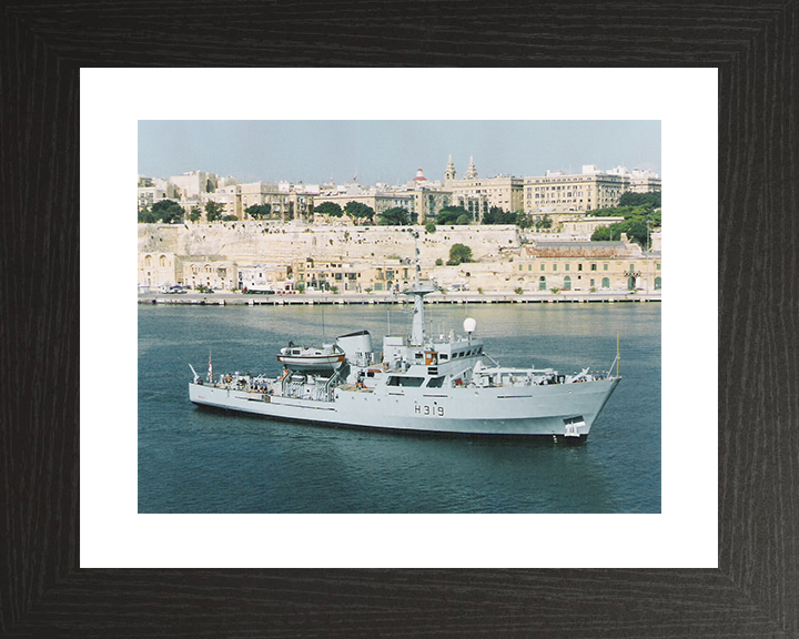HMS Beagle H319 (A319) Royal Navy Bulldog Class Survey Vessel Leaving Harbour Photo Print Wall Art Decor Posters, Prints, & Visual Artwork Hampshire Prints 10 x 8 Black Frame Yes