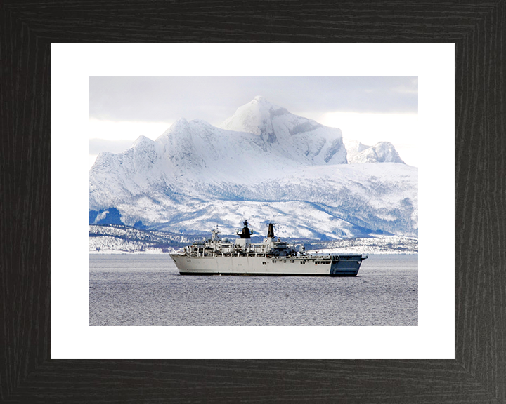 HMS Albion (L14) Royal Navy Albion Class Amphibious Ship Norway 2008 Photo Print Wall Art Naval Decor Posters, Prints, & Visual Artwork Hampshire Prints 10 x 8 Black Frame Yes