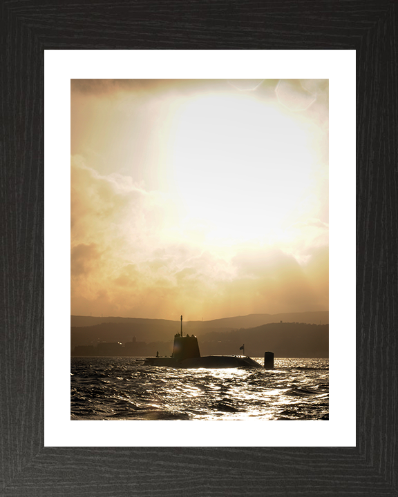 HMS Astute (S119) Photo Print - At Sunset 2009 - Royal Navy Astute Class Submarine Hampshire Prints 10 x 8 Black Frame Yes
