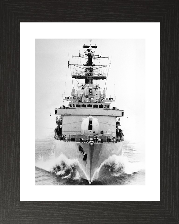HMS Cardiff (D108) Royal Navy Type 42 Destroyer Bow View Black and White Photo Print Wall Art Decor Posters, Prints, & Visual Artwork Hampshire Prints 10 x 8 Black Frame Yes