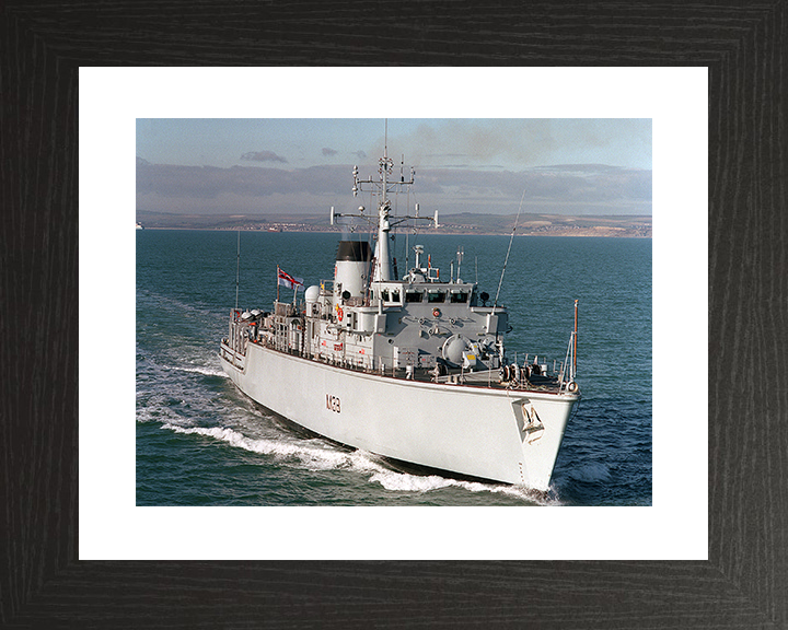 HMS Atherstone (M38) Royal Navy Hunt Class Mine Warfare Vessel Underway Starboard Bow View Photo Print Wall Art Decor Posters, Prints, & Visual Artwork Hampshire Prints 10 x 8 Black Frame Yes