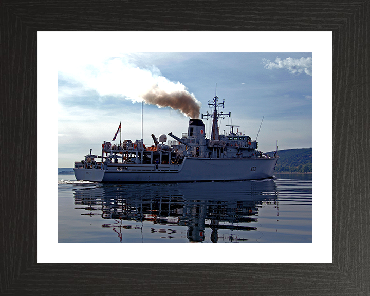 HMS Brocklesby (M33) Photo Print - Sails From HMNB Clyde 2006 - Royal Navy Hunt Class Mine Warfare Vessel Posters, Prints, & Visual Artwork Hampshire Prints 10 x 8 Black Frame Yes