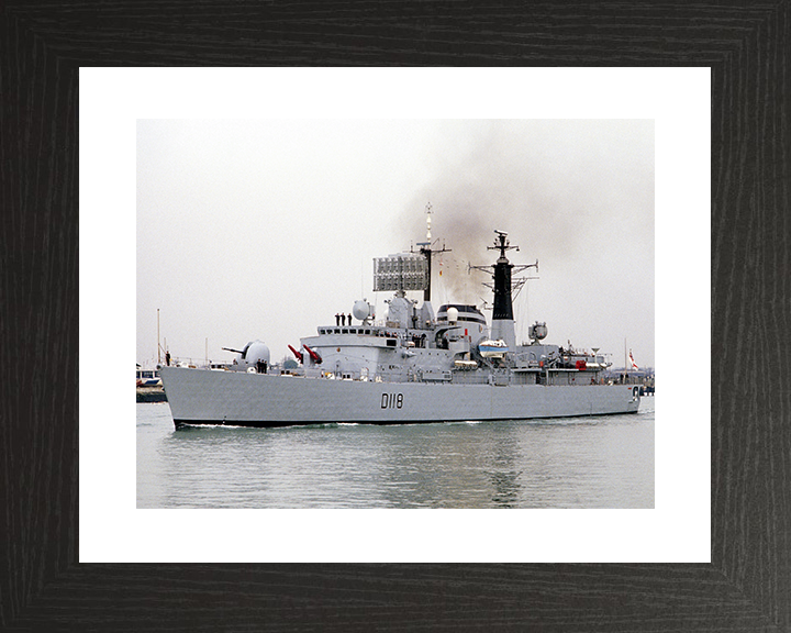 HMS Coventry (D118) Royal Navy Type 42 Destroyer Leaving Harbour Photo Print Wall Art Decor Posters, Prints, & Visual Artwork Hampshire Prints 10 x 8 Black Frame Yes