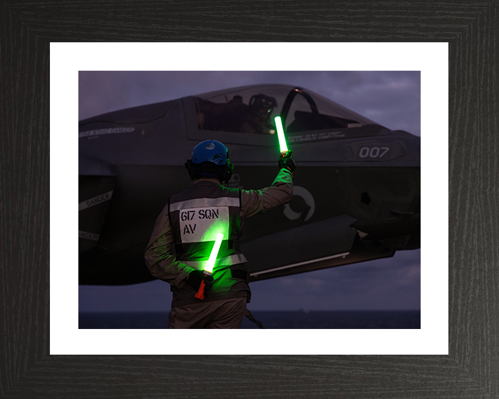 F-35B Lighting Night time Flight 2025 Photo Print - Royal Navy Aircraft Hampshire Prints 10 x 8 Black Frame Yes