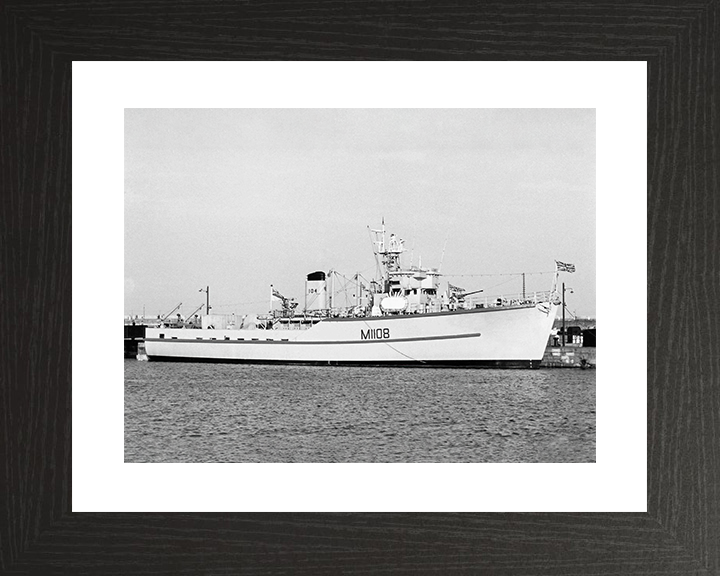 HMS Bevington (M1108) Royal Navy Ton Class Minesweeper Alongside Photo Print Wall Art Decor Posters, Prints, & Visual Artwork Hampshire Prints 10 x 8 Black Frame Yes