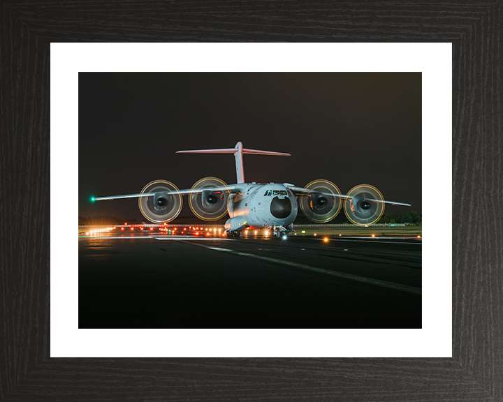 RAF Atlas A400M Powering up 2025 Photo Print - Royal Air Force Aircraft Posters, Prints, & Visual Artwork Hampshire Prints 10 x 8 Black Frame Yes