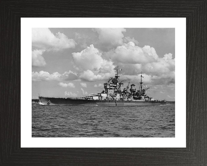 HMS Howe (32) Photo Print - Auckland 1945 - Royal Navy King George V Class Battleship Hampshire Prints 10 x 8 Black Frame Yes