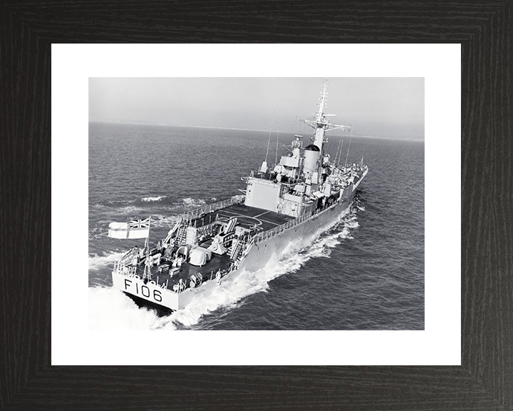 HMS Brighton (F106) Royal Navy Rothesay Class Frigate Starboard Quarter Photo Print Wall Art Decor Posters, Prints, & Visual Artwork Hampshire Prints 10 x 8 Black Frame Yes