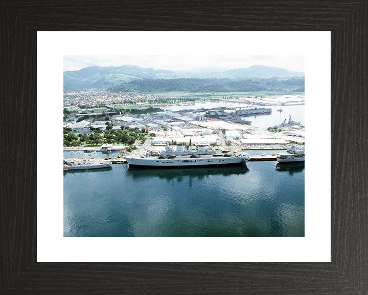 HMS Ark Royal (R07) Royal Navy Invincible Class Aircraft Carrier Subic Bay 1988 Photo Print Wall Art Decor Posters, Prints, & Visual Artwork Hampshire Prints 10 x 8 Black Frame Yes