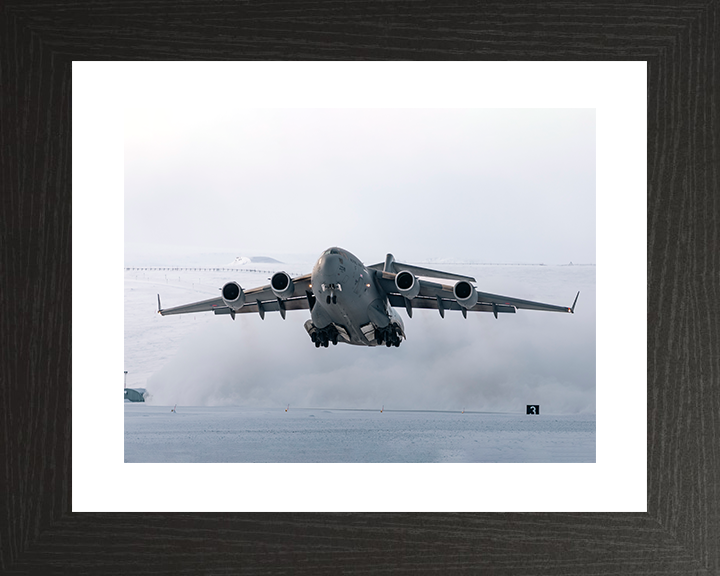 RAF C-17 Globemaster Takeoff Canada 2026 Photo Print Royal Air Force Aircraft Wall Art Aviation Posters, Prints, & Visual Artwork Hampshire Prints 10 x 8 Black Frame Yes