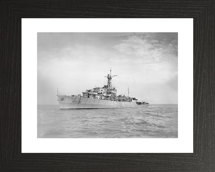 HMS Bigbury Bay (K606) Royal Navy Bay Class Frigate Port Bow View Photo Print Wall Art Decor Posters, Prints, & Visual Artwork Hampshire Prints 10 x 8 Black Frame Yes