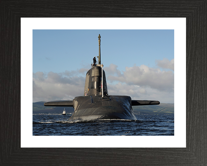 HMS Ambush (S120) Photo Print - Bow View 2012 - Royal Navy Astute Class Submarine Hampshire Prints 10 x 8 Black Frame Yes