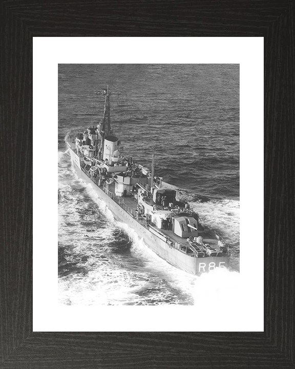 HMS Cambrian (R85) Royal Navy C Class Destroyer Port Quarter View Photo Print Wall Art Decor Posters, Prints, & Visual Artwork Hampshire Prints 10 x 8 Black Frame Yes