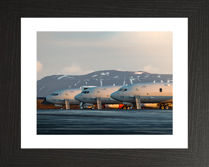RAF Poseidon MRA1 (P8A) parked on the apron Royal Air Force Aircraft Photo Print Wall Art Aviation Decor UK Posters, Prints, & Visual Artwork Hampshire Prints 10 x 8 Black Frame Yes