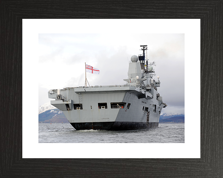 HMS Ark Royal (R07) Royal Navy Invincible Class Aircraft Carrier Stern View 2009 Photo Print Wall Art Decor Posters, Prints, & Visual Artwork Hampshire Prints 10 x 8 Black Frame Yes