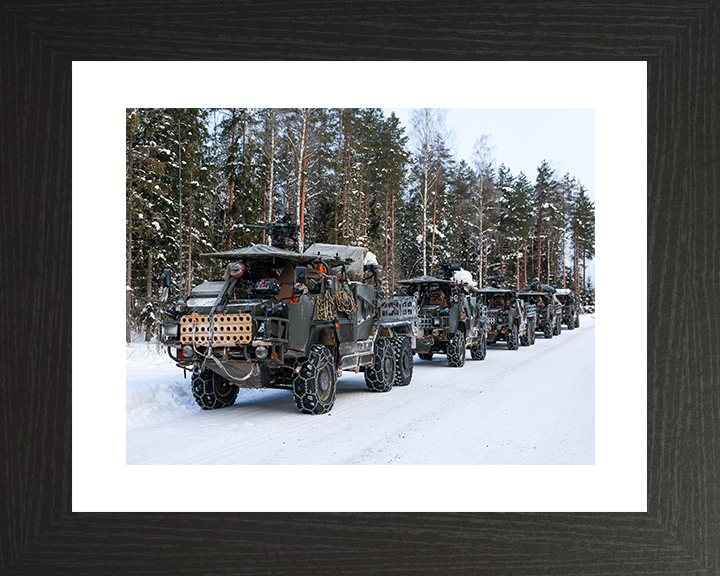 British Army Jackal 2 and Coyote Vehicles in the Snow Photo Print Wall Art Military vehicle Decor Poster Posters, Prints, & Visual Artwork Hampshire Prints 10 x 8 Black Frame Yes