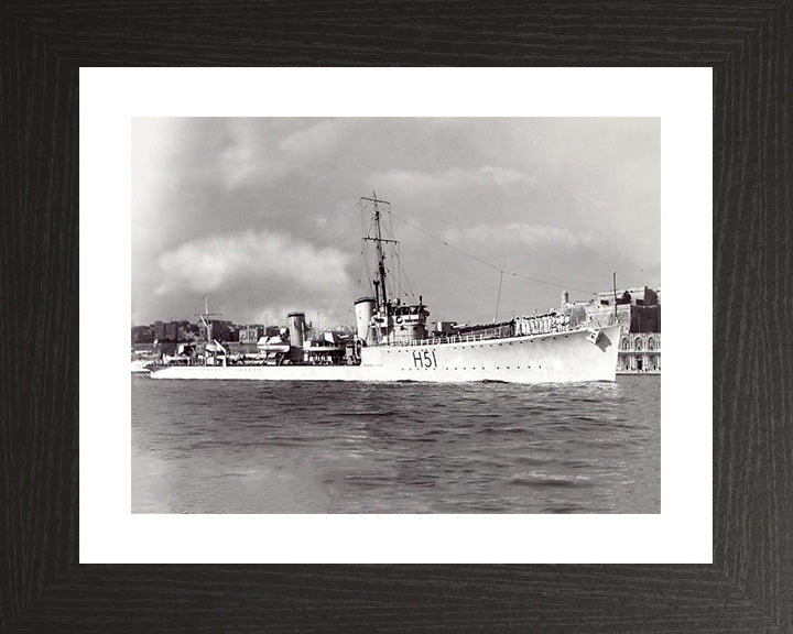 HMS Scout (H51) Photo Print - Underway - Royal Navy S Class Destroyer Hampshire Prints 10 x 8 Black Frame Yes