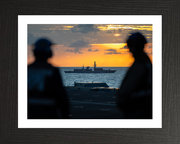HMS Richmond (F239) Photo Print - From HMS Prince of Wales 2025 - Royal Navy Type 23 Frigate Hampshire Prints 10 x 8 Black Frame Yes