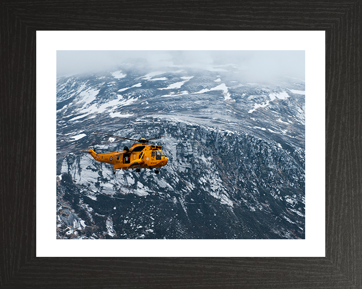 RAF (SAR) Sea King Helicopter Over The Cairngorms Photo Print - Royal Air Force Aircraft Posters, Prints, & Visual Artwork Hampshire Prints 10 x 8 Black Frame Yes