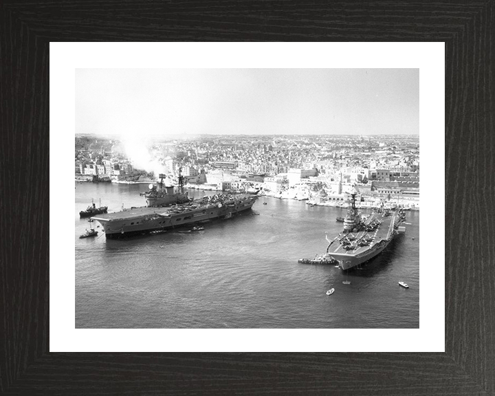 HMS Centaur (R06) and HMS Eagle (R05) Photo Print - Malta - Royal Navy Aircraft Carriers Hampshire Prints 10 x 8 Black Frame Yes
