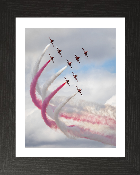 RAF Red Arrows Roll Demo 2025 Photo Print - Royal Air Force Aircraft Hampshire Prints 10 x 8 Black Frame Yes