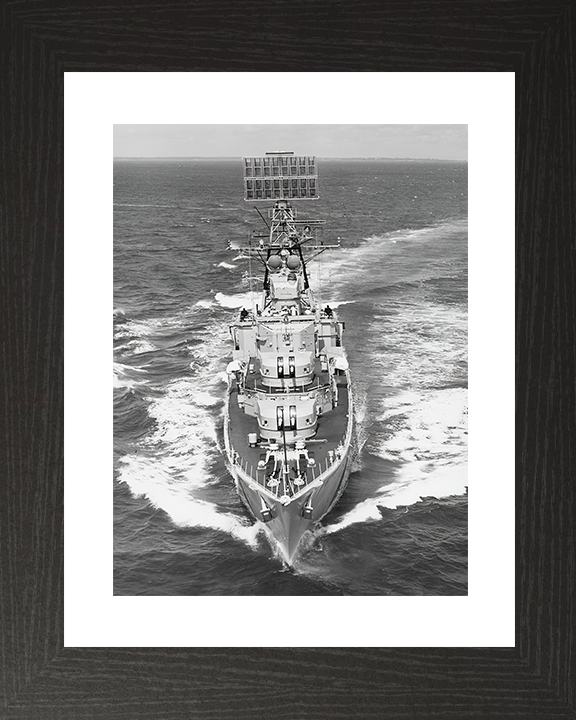 HMS Barrosa (D68) Royal Navy Battle Class Destroyer Bow View Photo Print Wall Art Decor Posters, Prints, & Visual Artwork Hampshire Prints 10 x 8 Black Frame Yes