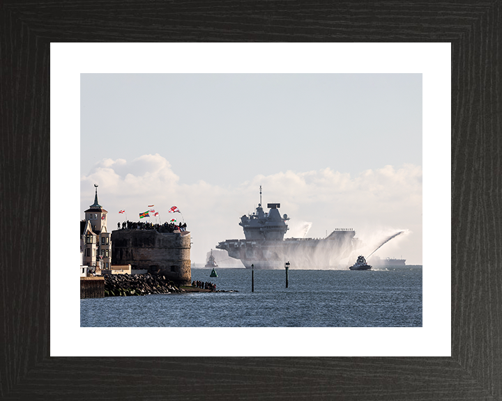 HMS Prince of Wales (R09) Photo Print - Round Tower 2025 - Royal Navy Queen Elizabeth Class Aircraft Carrier Posters, Prints, & Visual Artwork Hampshire Prints 10 x 8 Black Frame Yes