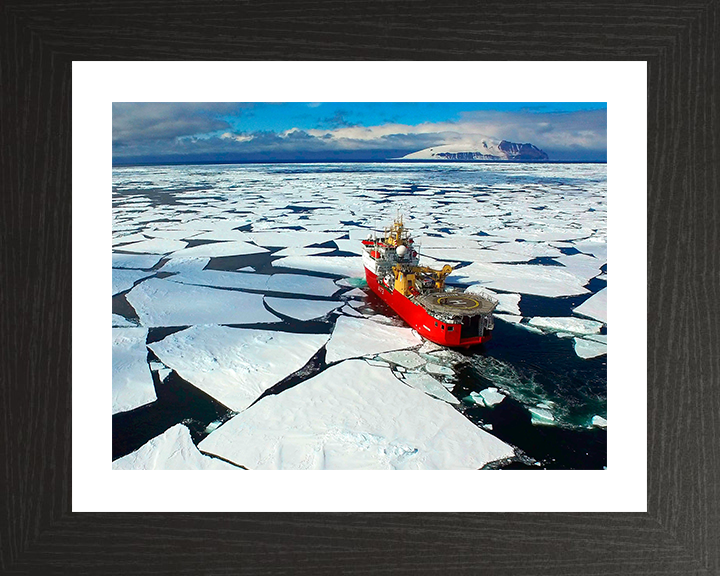 HMS Protector (A173) Photo Print - Antarctic 2016 - Royal Navy Ice Patrol Vessel Hampshire Prints 10 x 8 Black Frame Yes