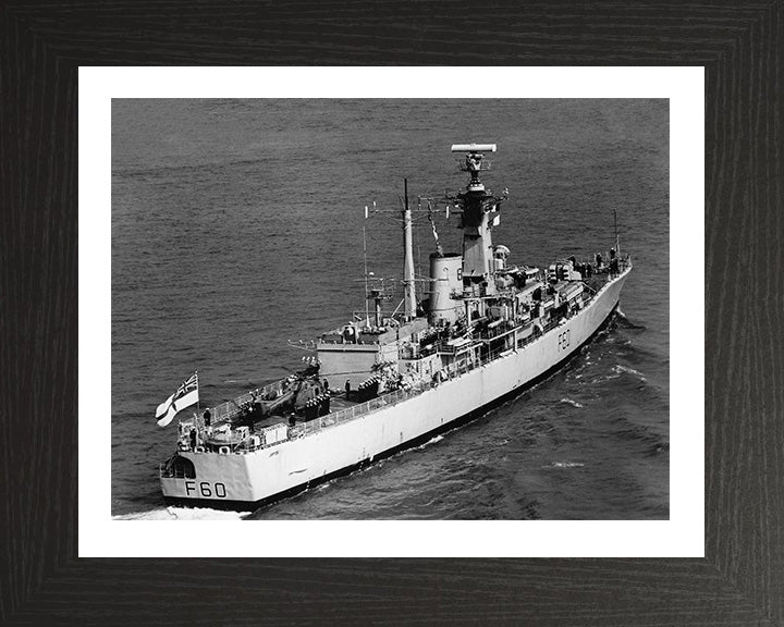 HMS Jupiter (F60) Photo Print - Starboard Quarter View - Royal Navy Leander Class Frigate Hampshire Prints 10 x 8 Black Frame Yes