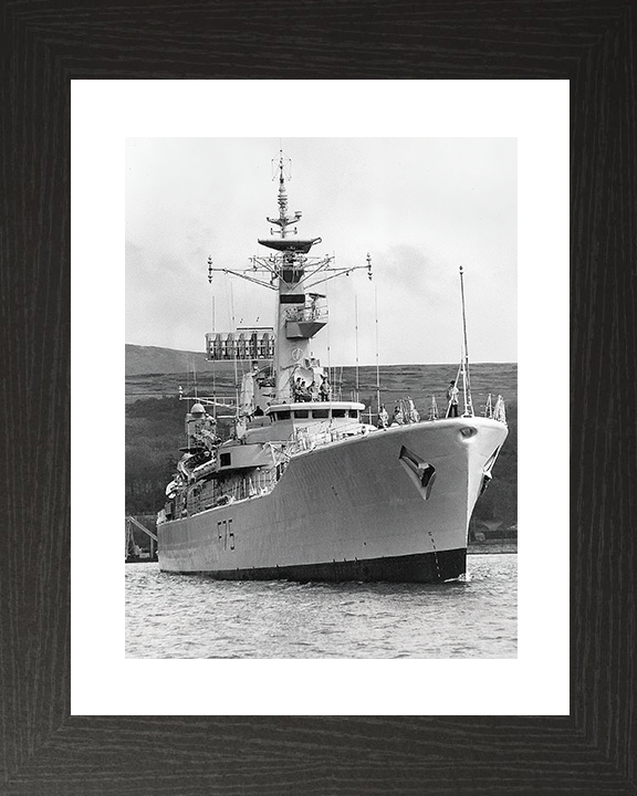 HMS Charybdis (F75) Royal Navy Leander Class Frigate Low Starboard Bow View Photo Print Wall Art Decor Posters, Prints, & Visual Artwork Hampshire Prints 10 x 8 Black Frame Yes