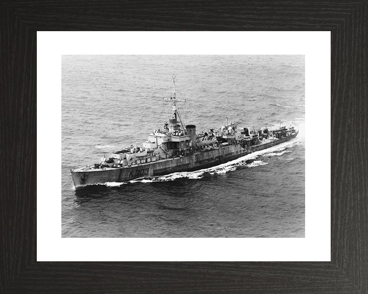 HMS Lossie (K303) Photo Print - at sea - Royal Navy River Class Frigate Posters, Prints, & Visual Artwork Hampshire Prints 10 x 8 Black Frame Yes