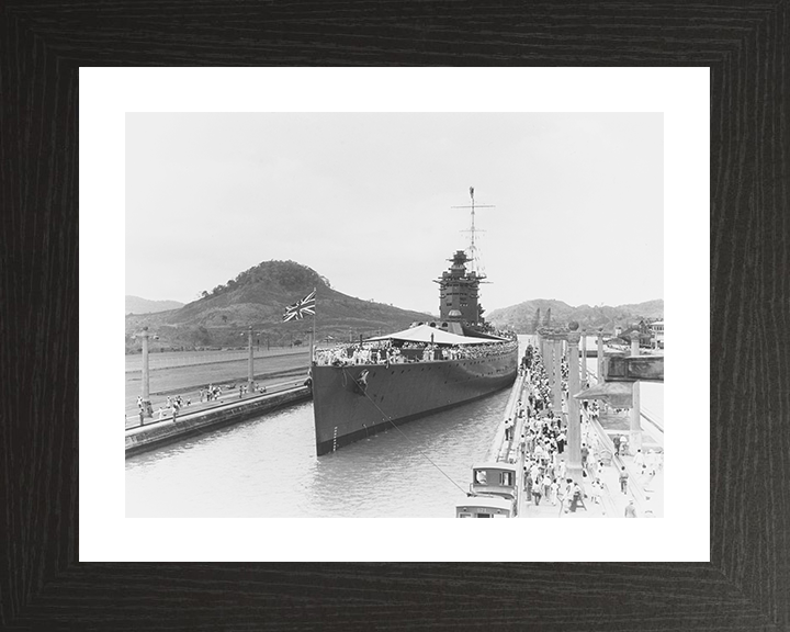 HMS Nelson (28) Photo Print - Panama Canal 1930 - Royal Navy Nelson Class Battleship Hampshire Prints 10 x 8 Black Frame Yes