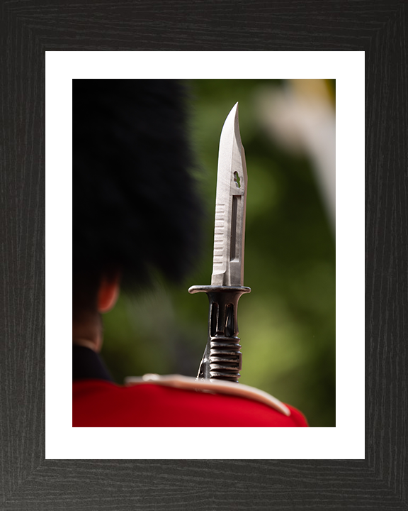 A Coldstream Guards Guardsman With Bayonet on Parade Photo Print - British Army Hampshire Prints 10 x 8 Black Frame Yes