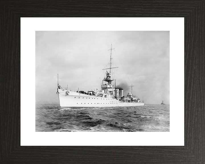 HMS Cairo (D87) Royal Navy C Class Light Cruiser Port Side View Photo Print Wall Art Naval Decor Posters, Prints, & Visual Artwork Hampshire Prints 10 x 8 Black Frame Yes