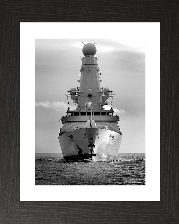 HMS Dauntless (D33) Royal Navy Type 45 Destroyer Bow View Black and White Photo Print Wall Art Decor Posters, Prints, & Visual Artwork Hampshire Prints 10 x 8 Black Frame Yes